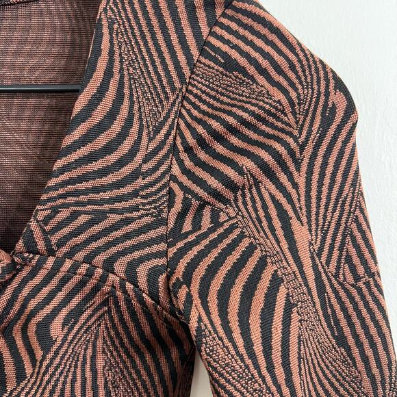 Zara Brown & Black Animal Print Long Sleeve Bodycon Mini Dress Size Small New - Picture 7 of 13